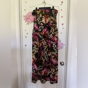 Black Pink Floral Maxi Sundress